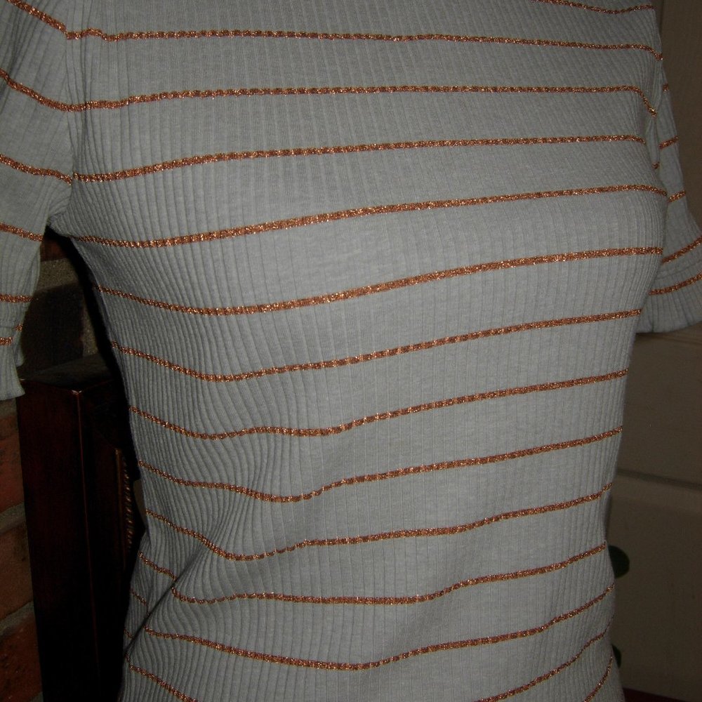 J Crew Ribbed Metallic Top S - Picture 2 of 4